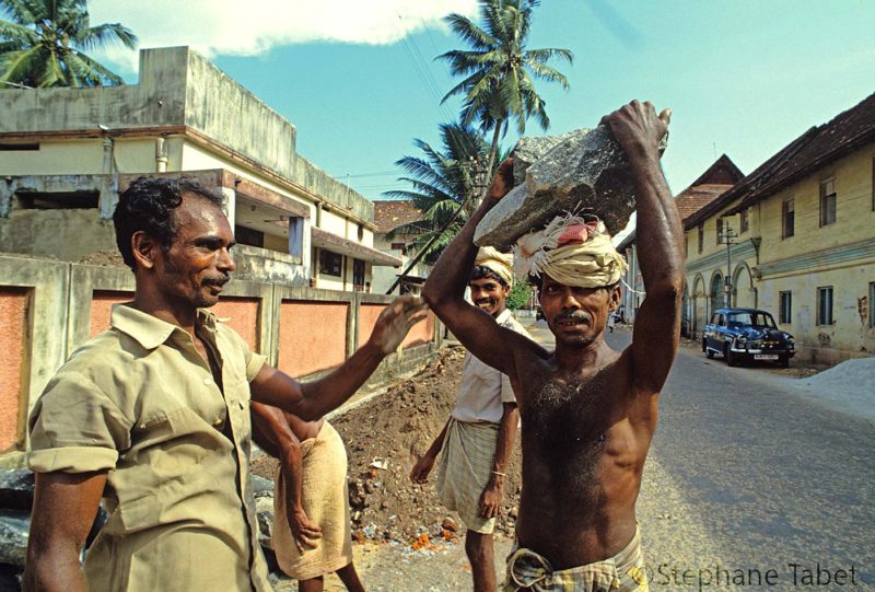 Indian workers working in construction. India