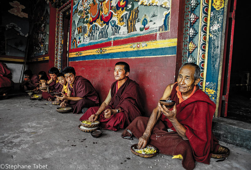 Monks lunch Sikkim India