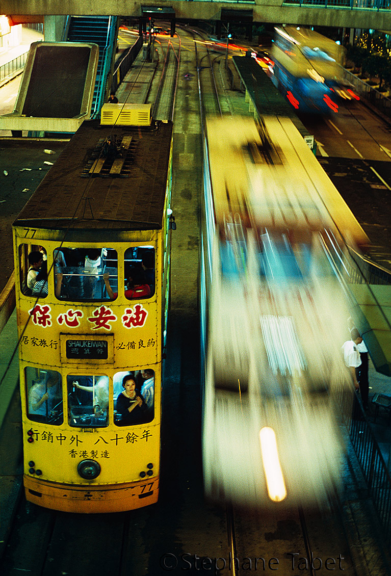 lambadi woman photography, Woman in tramway in Hong-Kong. China