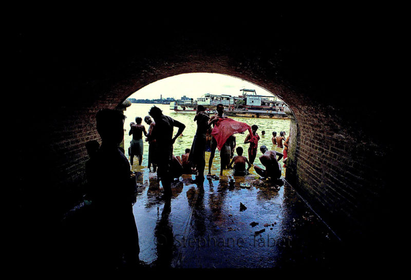 different cultures photography, Indian ritual in ghat in Ganges river