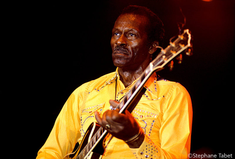 Chuck Berry performs on stage