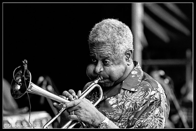 Dizzy Gillespie with his emblematic trumpet