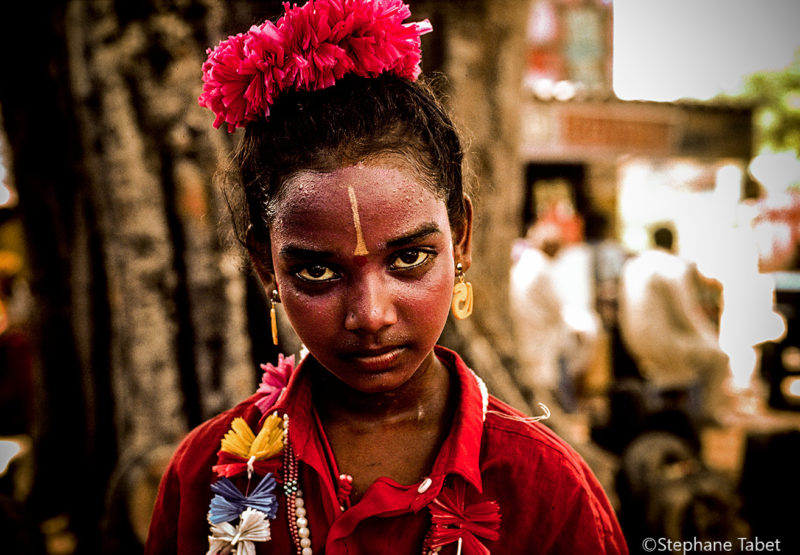 Indian girl looking into the eyes